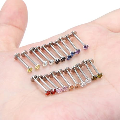 16G Lip Rings Stainless Steel Tragus Helix Conch Piercing Jewelry Snake Bite Piercing Monroe Lip Rings Labret Medusa Cartilage Lobe Earrings Studs Piercing Jewelry 6MM 8MM 10MM Silver - color: Mix Color Cz-10MM