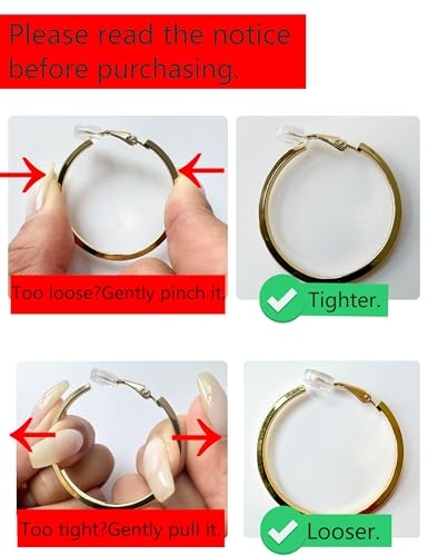 FAN&LOUIS Clip On Hoop Earrings Women,14K Gold Women's Clip-On Earrings Large Hoops Trendy for Non-Pierced Ears Lightweight 2026 - style: 30mm and 40mm