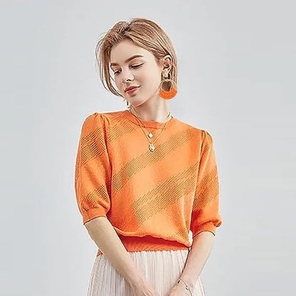 Raffia Hoop Earrings for Women Fun Boho Summer Beach Earrings Lightweight Handmade Straw Wicker Rattan Dangle Earrings Statement Geometric Round Drop Earrings - color: Orange - Round