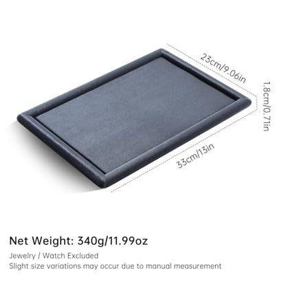 Velvet Jewelry Display Tray for Ring Earrings Necklace Bracelet Flat Tray - color: Gray, size: 12.99 × 9.06 in