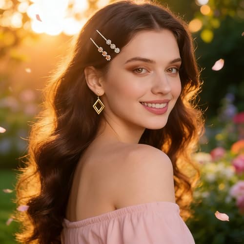 20 PCS Decorative Bobby Pins for Women's Hair, Cute Rhinestone Hair Pins for Women Girl, Decorative Hair Accessories with 5 Elegant Designs (Glod & Silver)