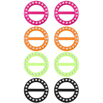 Boao 8 Pcs Scarf Ring Clip Shirt Ties Clips for Women Resin Clothes Corner Knotted Button Round Circle Shirt Clips Buckle Tshirt Clip Tightener for Loose Clothes Halloween 80s Accessories - style: Shiny Style