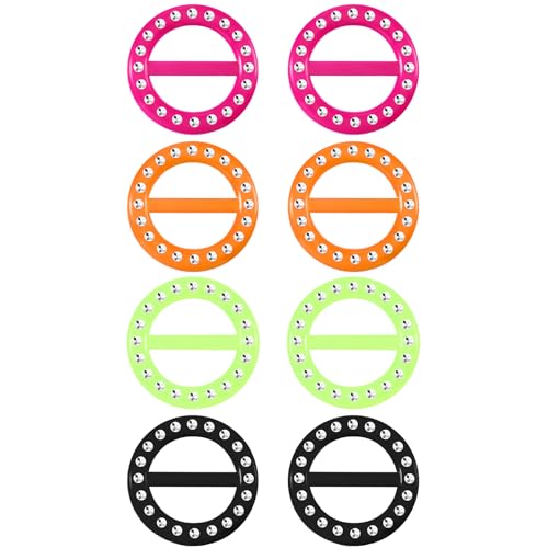Boao 8 Pcs Scarf Ring Clip Shirt Ties Clips for Women Resin Clothes Corner Knotted Button Round Circle Shirt Clips Buckle Tshirt Clip Tightener for Loose Clothes Halloween 80s Accessories - style: Shiny Style