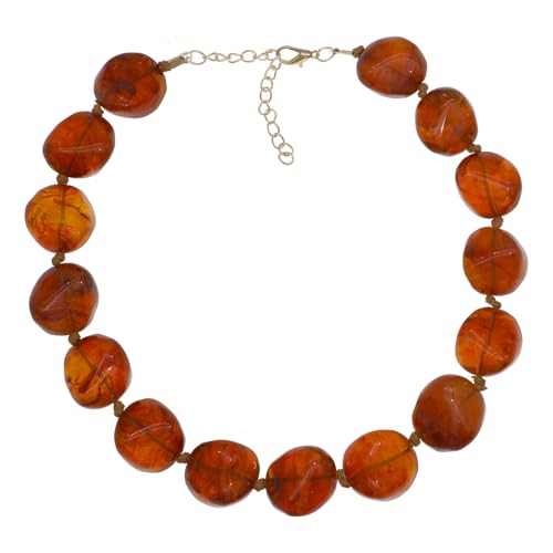 We We Chunky Colorful Beaded Necklace for Women Large Boho Statement Bead Chokers Necklaces Turquoise Blue Big Beads Jewelry Neck Summer Beach - color: big bead amber
