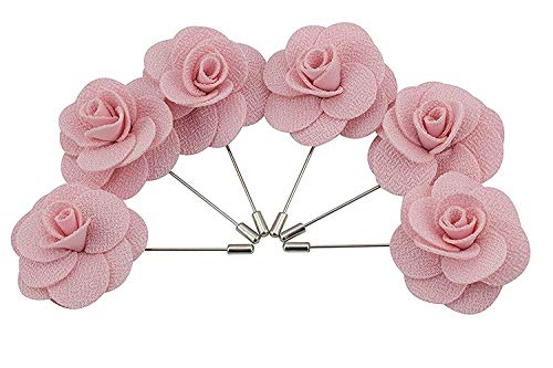 12 Pcs Flower Lapel Pins, Handmade Camellia Flower Boutonniere for Men Women Suit Wedding Party - color: 12X Pink