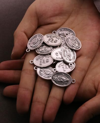 Saint Therese of Lisieux/Saint Mother Teresa of Calcutta/Divine Mercy Jesus/Mater Dolorosa Patron Saint Medal Charm Pendant for DIY Rosary Necklace Bracelet Jewelry Making Part - color: 30pcs-Our Lady of Guadalupe