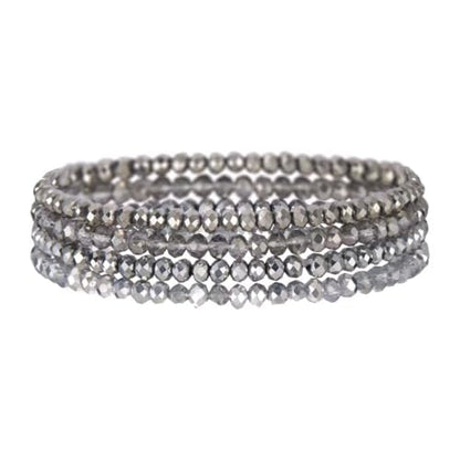 Boho Colorful Stackable Crystal Glass Beads Stretch Bracelets Multilayered Bracelets for Women Bohemian Jewelry - color: Gray 4pcs