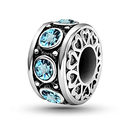 KunBead January-December Birthstone Birthday Heart Bead Charms Compatible with Pandora Bracelet for Mom Daughter Grandma Granddaughter Nana Auntie Wife Sister Best Friend - color: MAR