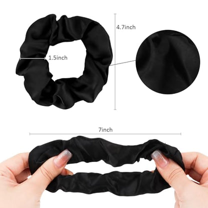16 Pcs Satin Scrunchies Bridesmaid Proposal Gifts Hair Ties Scrunchies for Women Girls Bachelorette Party Favors (Black) - color: Black