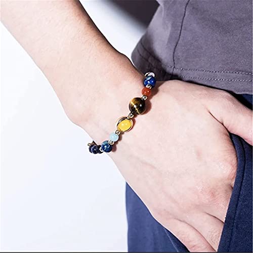 ONLYJUMP Planet Bracelet Solar System Universe Galaxy Bracelet Handmade Natural Stone Bead Bracelet String Adjustable Astronomy Gifts Bangle for Women Men - color: Planet