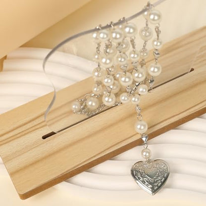 Personalized Heart Locket Necklace for Women Stainless Steel- Heart Necklace - color: White