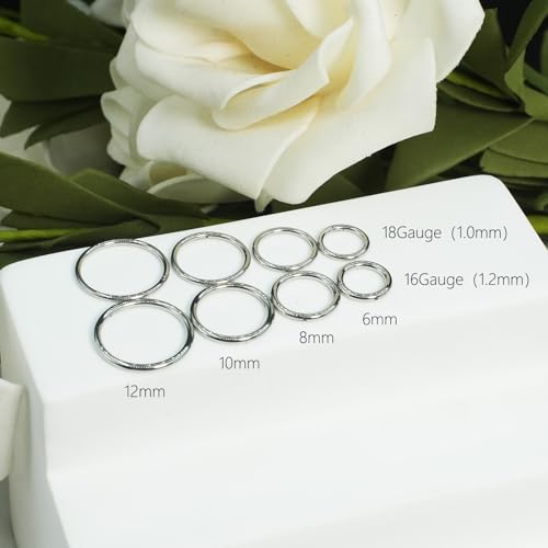 16Gauge earrings nosering clicker hoop Hypoallergenic body piercing ring | 6-14mm/6-12mm/Stainless Steel Gold/Silver,Septum Rings Hinged Clicker, Helix Cartilage Daith Tragus,Sleeper Hoop,Piercing - color: 6-8-10-12mm 16Gauge Silver