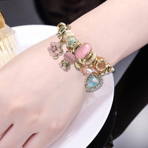 DS Charm Bracelets for teen girls exquisite cute cartoon friendship bracelet Gold Stainless Steel Bangle birthday Gift box Adjustable little girls kids jewelry holiday gifts - style: GOLD-3