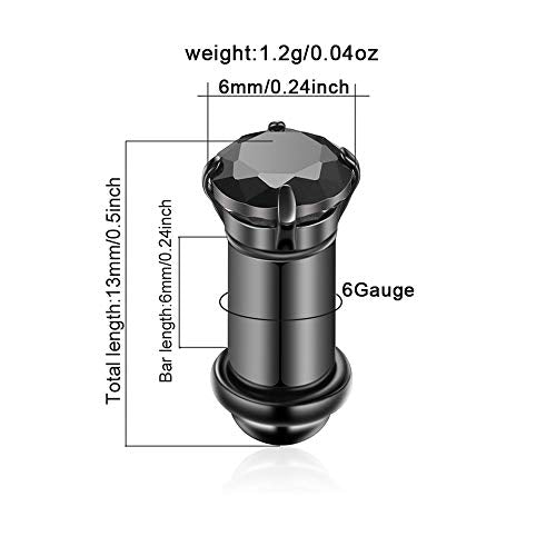 2/4/6/8 Gauge Earrrings Plugs Tunnels Gauges for Ears - color: black3mm
