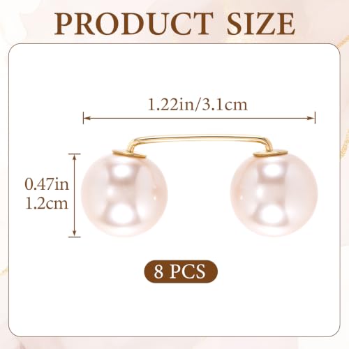 Pearl Brooches Pins, Faux Pearl Sweater Shawl Clip - color: Champagne, 8pcs