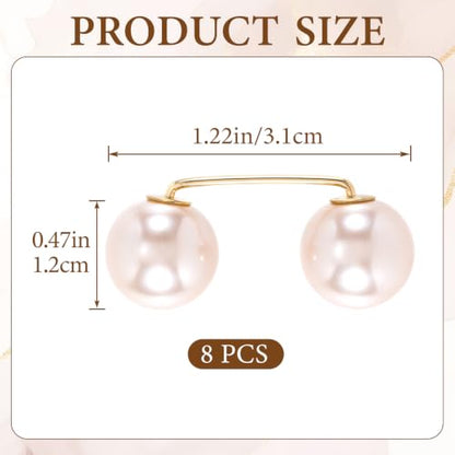 Pearl Brooches Pins, Faux Pearl Sweater Shawl Clip - color: Champagne, 8pcs