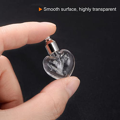 HARFINGTON 5pcs Name on Rice Glass Vial Pendant 6mm Width Heart Shape Screw Cap Clear Vial Necklace Hanging Wish Bottles for Liquid Sand Ashes DIY Pendant Craft Souvenirs