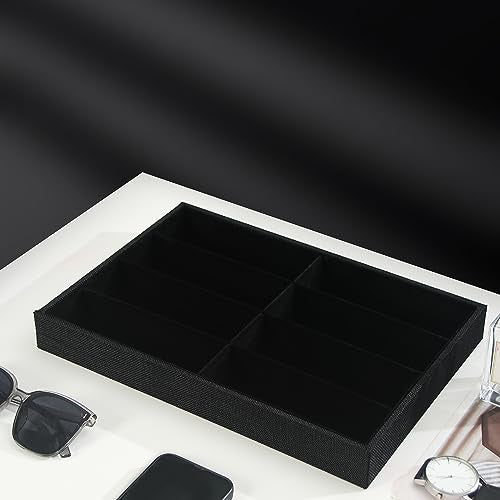 Julysky Sunglass Organizer Tray,8 Grids Watch Holder Display Jewelry Tray for Drawer, Jewelry Display Organizer Tray Box for Men （Black - size: 8 Grid Sunglass Tray