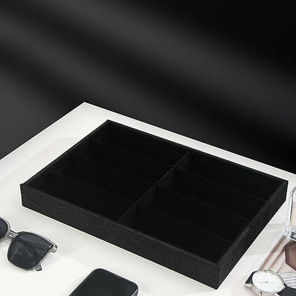 Julysky Sunglass Organizer Tray,8 Grids Watch Holder Display Jewelry Tray for Drawer, Jewelry Display Organizer Tray Box for Men （Black - size: 8 Grid Sunglass Tray