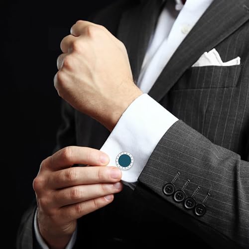 Cufflinks for Men, Stainless Steel Classic Black Pearl, Blue Carbon Fiber CuffLinks men's accessories, Great Gift for Father, Husband - style: Blue carbon fiber