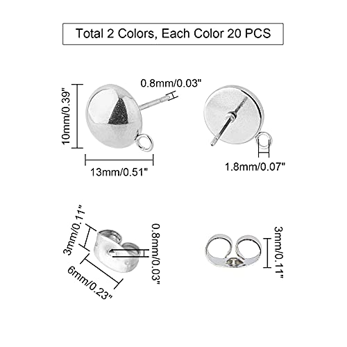 UNICRAFTALE 10mm Half Ball Post Earring Studs for DIY Jewelry Making