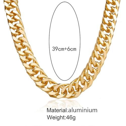 Chunky Gold Chain Necklace for Women Big Chunky Choker Necklace Gold Cuban Link Chain Necklaces Punk Hip-Hop Necklaces Costume Jewelry Gift - color: Gold05