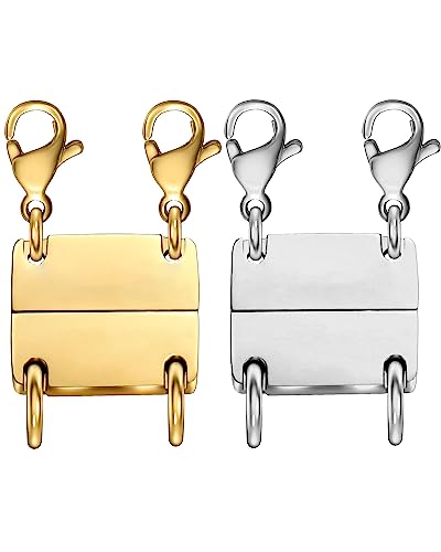 Dailyacc Layering Magnetic Necklace Clasp,18 K Gold and Silver Separator for Stackable Necklaces - color: 2PCS - 2 Gold 2 Silver