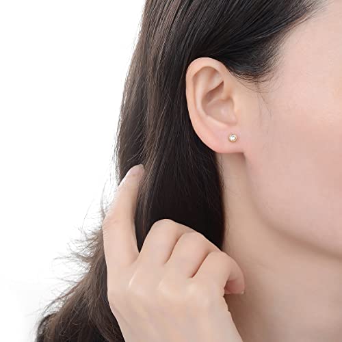 12 Pairs 18K Gold Plated Surgical Stainless Steel Stud Earring Cubic Zirconia CZ Multicolor Birthstone Stud Earrings Set - style: Round 3mm