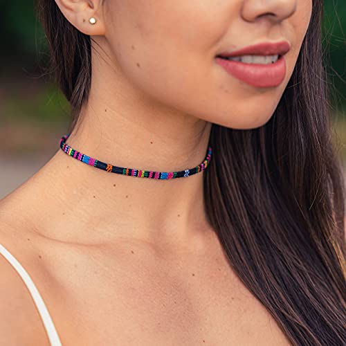 Made by Nami Boho Choker for Women and all Genders Waterproof & Adjustable Surfer Necklace Choker for Pride Parade & Hippie Festival - color: Black-Pink
