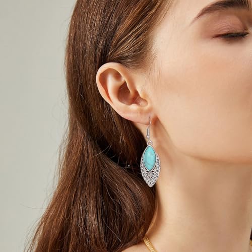 Ritach Teardrop Earrings for Women Trendy Sterling Silver Hypoallergenic Crystal Dangle Drop Earrings Set for Jewelry - color: 6dangle -turquoise