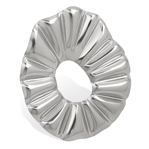 Stainless Steel Brooch Pin for Women & Men,Lapel Pin | Minimalist Statement Elegant Geometric, Sweaters Coat Suit Shawl Collar Shirt Coat Jacket Hat Dress Swim, Velvet Bag & Box - style: Pleated-Silver