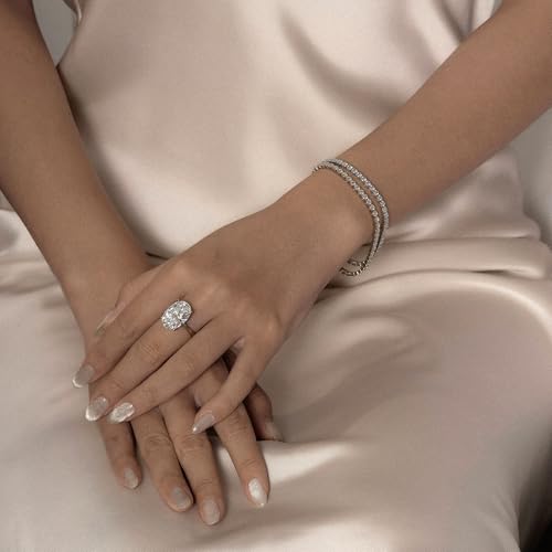 DIAMONBLISS Marilyn Monroe 10-Carat Big Solitaire Ring For Women | 14K Gold Plated 925 Sterling Silver Glamorous Cocktail Ring | 100 Facet Cubic Zirconia CZ Simulated Diamond - style: Oval 10 Carats