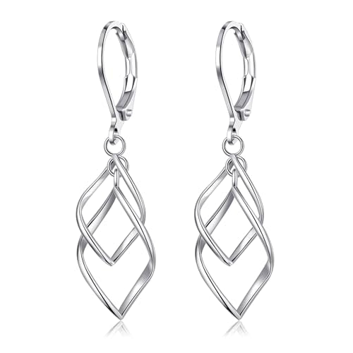 Leverback Earrings Dangle Earrings for Women Dangly Earrings Anniversary Birthday Gifts for Women - style: Double Linear-Silver
