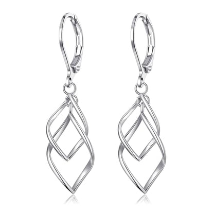 Leverback Earrings Dangle Earrings for Women Dangly Earrings Anniversary Birthday Gifts for Women - style: Double Linear-Silver