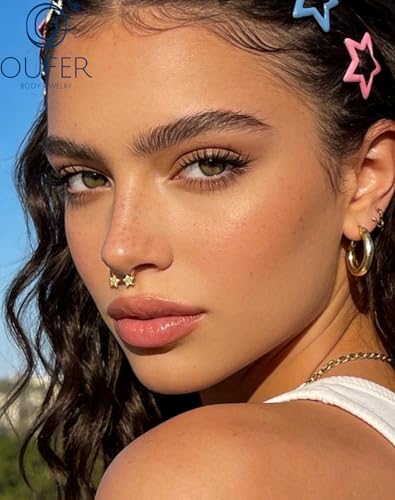 OUFER Septum Rings 16g Septum Jewelry Star Daith Earrings Gothic Tragus Helix Piercing Jewelry for Women Men - color: Gold