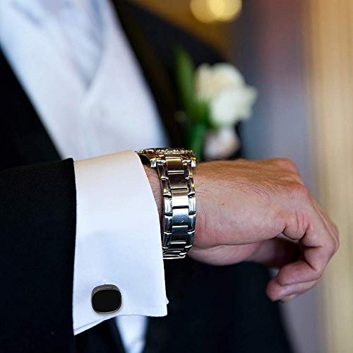 HAWSON Cufflinks and Studs for Men-Black Stone Mens Fashion Gun-Black Cufflinks and Tuxedo Shirt Studs Set for Regular Weeding Business Accessories - color: Black Stone
