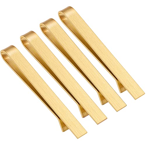 2.2/2.5 Inch Tie Clips for Men's tie in Gift Box, tie bar & pins set for larger width necktie in black red white blue color, Suitable for Wedding Anniversary Christmas Party - size: 2.5'' Wide, style: 4pcs Gold