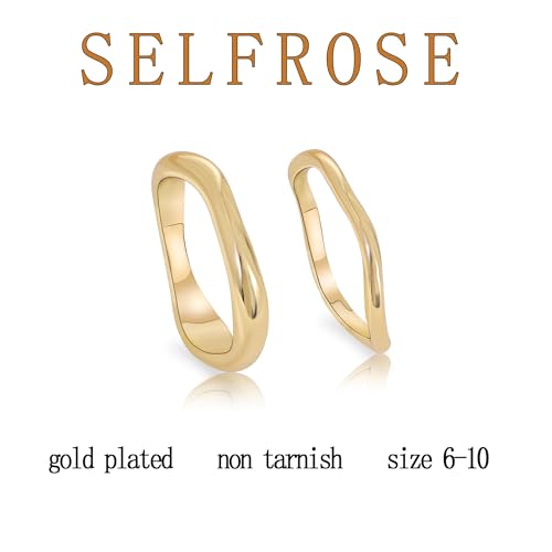 Rings for Women,Dainty Ring Set 14K Gold Plated Thumb Rings Non Tarnish Chunky Size 6-10 Gold Jewelry Gifts for Women