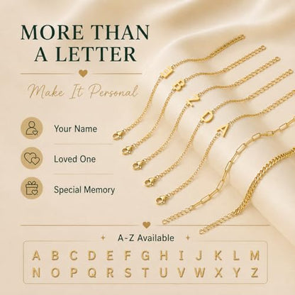 3PCS Gold Bracelet Set for Women, 14K Gold Plated Initial Letter Jewelry, Layered Paperclip and Cuban Chain Stack, Adjustable Stainless Steel Gift - style: Initial-K