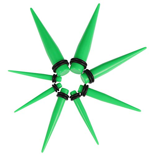 JieyueJewelry 50/54 Pcs Ear Stretching Kit 14G-00G | Acrylic Tapers & Plugs with Silicone Tunnels, Ear Gauges Expander Set Body Piercing Jewelry for Women and Men - color: Grass Green