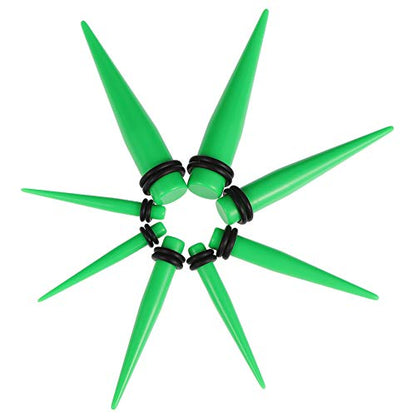 JieyueJewelry 50/54 Pcs Ear Stretching Kit 14G-00G | Acrylic Tapers & Plugs with Silicone Tunnels, Ear Gauges Expander Set Body Piercing Jewelry for Women and Men - color: Grass Green