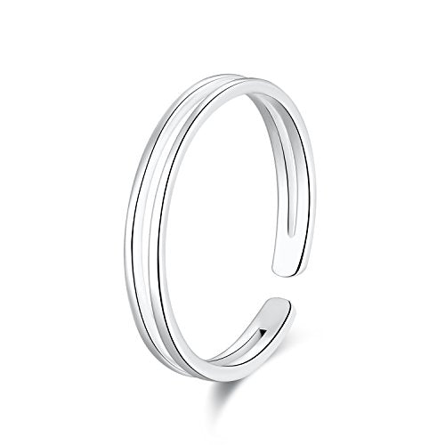 925 Sterling Silver Open Cuff Toe Ring for Women Adjustable Pinky Ring Band Size 2-4… - color: Style A