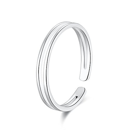 925 Sterling Silver Open Cuff Toe Ring for Women Adjustable Pinky Ring Band Size 2-4… - color: Style A