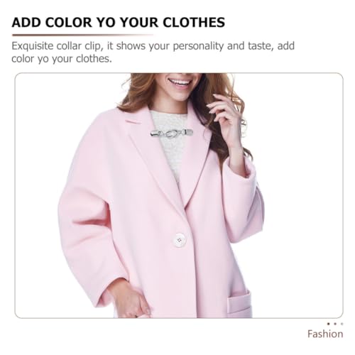 2pcs Vintage Alloy Cardigan Clips Shawl Brooch Clips Easy to Silver Collar for Women Fashionable Retro Style
