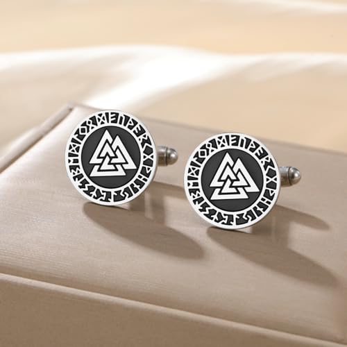 Cufflinks for Men Delicate Stainless Steel Wedding Business Cufflinks Gifts for Groom Husband French Shirt Accessories - style: Interlocked Triangle-Silver