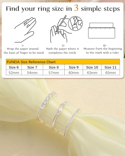 FUNEIA Stackable Silver Gold Rings for Women Non Tarnish 14K Gold Plated Thumb Cubic Zirconia Rings for Women Dainty Pinky Promise Wedding Ring Set Women's Engagement Eternity Band Rings Gold Jewelry - color: D-Silver Cubic Zirconia Rings