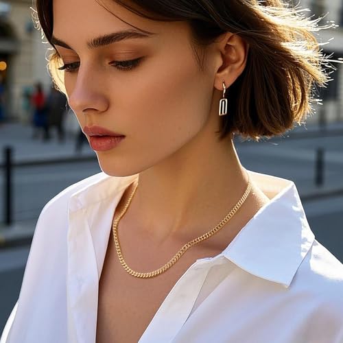 14K Gold Necklaces for Women Men 4.5mm Cuban Gold Chain Necklace | 14K Gold Cuban Link Chain for Men Chunky Gold Necklace for Women Non Tarnish Strong yet Refined Golden Charm Necklace 16-24in - size: 16in