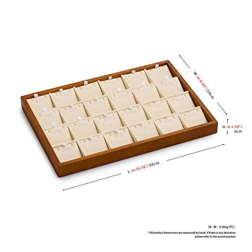 Oirlv Wooden Jewelry Tray,Jewelry Drawer Organizer,Necklace Display Tray | Stackable Design,Keep Necklaces Bracelets Flat and Untangled,Organizing and Presentinge Legantly on Dressers&in Dresser - color: Creamy-white 24 grid necklace/pendant jewelry tray