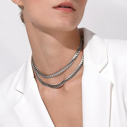 Snake Chain for Women Stainless Steel Dainty Choker Necklace Thin Layered Men Chain 8mm Width Gold/Black/Silver Plated Trendy Jewelry 18/20/22/24/26/28/30 Inch - color: 8MM-Silver Snake Chain, size: Length 22 Inches