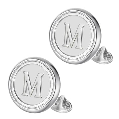 Initial Letter Pins A-Z Men Classic Brass 26 Alphabet Badge for Business & Wedding Shirt - color: Silver, style: Letter M